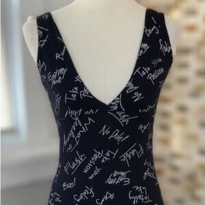 Tank V-neck dress with script print